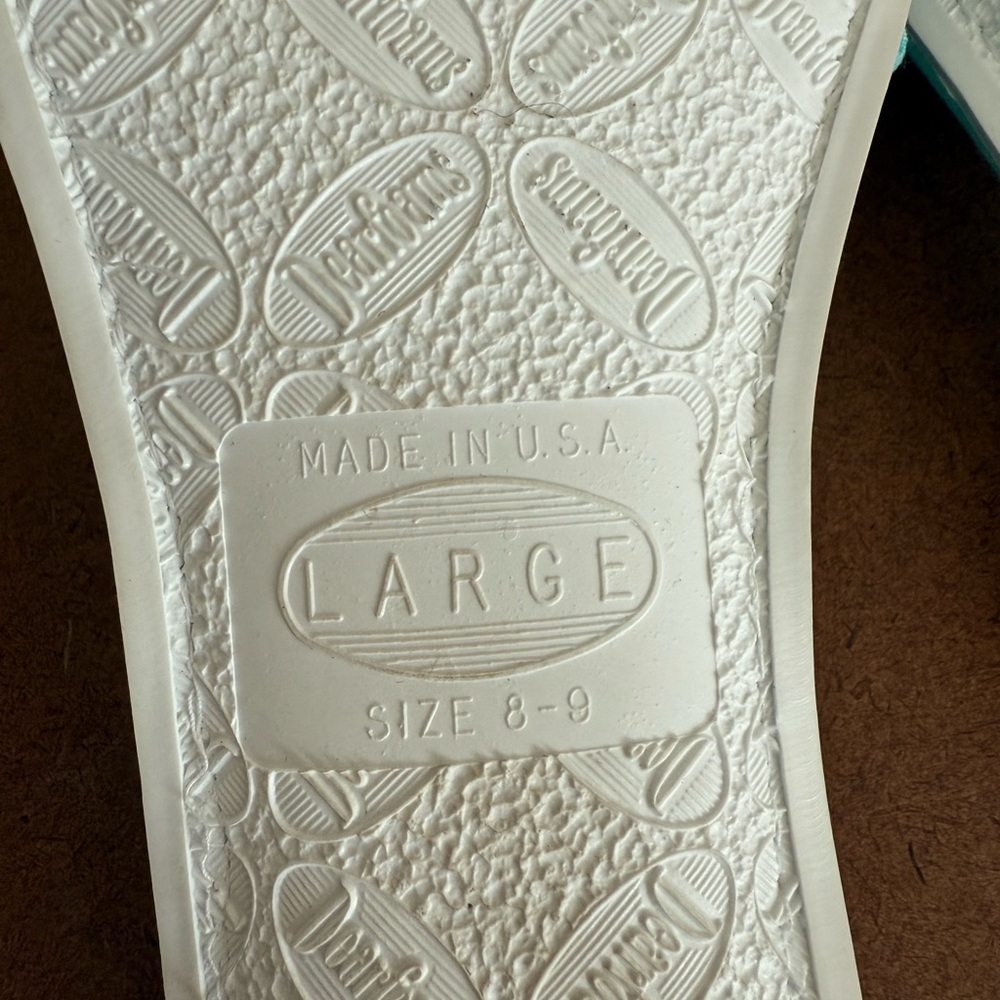 Vintage Dearfoams Turquoise Floral Embroidered Women's Slippers Size 8-9 - Picture 3 of 6